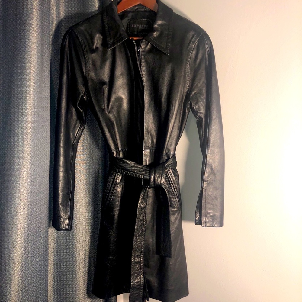 Express Genuine Leather Dress Coat